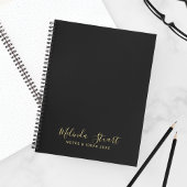 Carnet Script moderne professionnel noir et or