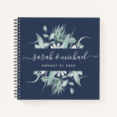 Carnet Script moderne vert marine bleu Mariage invité (Devant)