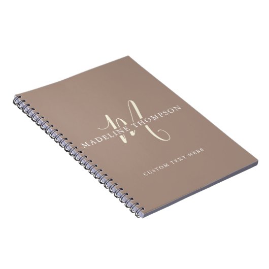 Carnet Script monogrammé beige chaud (Côté Droit)