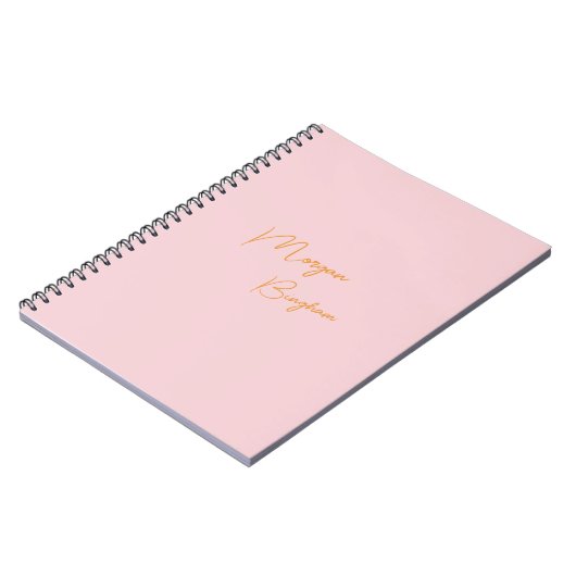 Carnet Script monogramme minimaliste rose (Côté gauche)