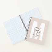 Carnet Script Monogramme Rose rose moderne signature chic (Intérieur)