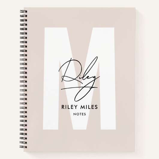 Carnet Script Monogramme Rose rose moderne signature chic (Devant)