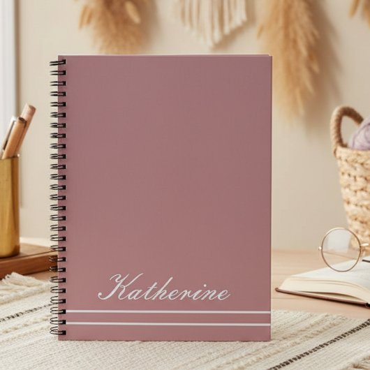 Carnet Script Name Minimalist Dusty Rose