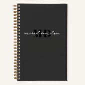 Carnet Script noir & blanc moderne Monogramme initial Lux (Recto)