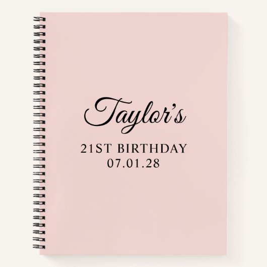 Carnet Script noir et blanc élégant 21e anniversaire (Devant)