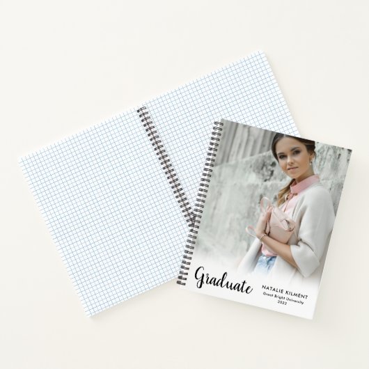 Carnet Script noir Moderne Diplômé Photo Graduate (Intérieur)