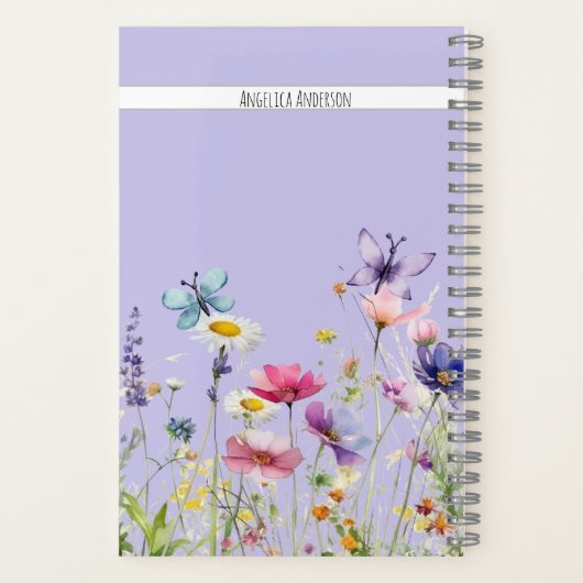 Carnet Script papillon fleur sauvage nom personnalisé Lil (Verso)
