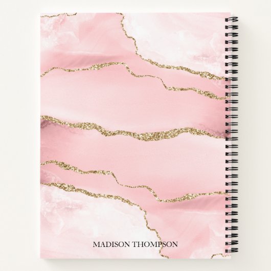 Carnet Script Rose d'or Monogramme moderne (Dos)