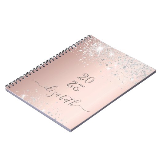 Carnet Script rose or argent nom (Côté gauche)