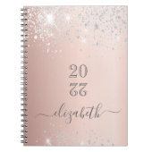 Carnet Script rose or argent nom (Devant)