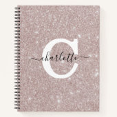 Carnet Script rose Rose monogramme Parties scintillant or (Devant)