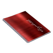 Carnet Script Signature Métal Brossé Rouge Rubis (Côté Droit)