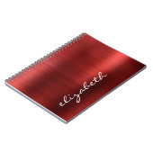 Carnet Script Signature Métal Brossé Rouge Rubis (Côté gauche)