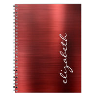 Script Signature Métal Brossé Rouge Rubis