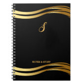 Carnet Script tendance de style noir et or Monogramme (Devant)
