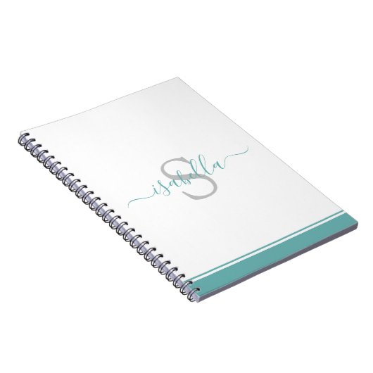 Carnet Script Turquoise monogramme (Côté Droit)