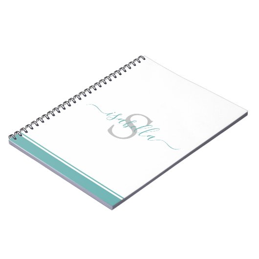 Carnet Script Turquoise monogramme (Côté gauche)