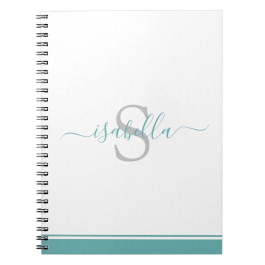 Carnet Script Turquoise monogramme (Devant)