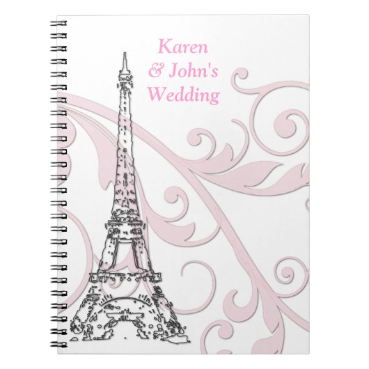 Carnet Scrolls et Tour Eiffel - Rose (Devant)