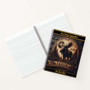 Carnet Sculpture de l'orignal en bois sombre