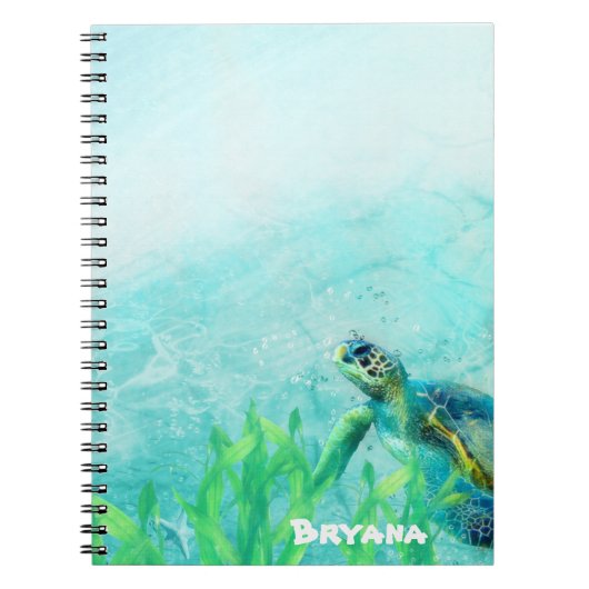 Carnet Sea Turtle Ocean Beach Art personnalisé (Devant)