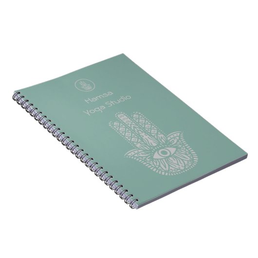 Carnet Seafoam Green Yoga Studio Hamsa personnalisable (Côté Droit)