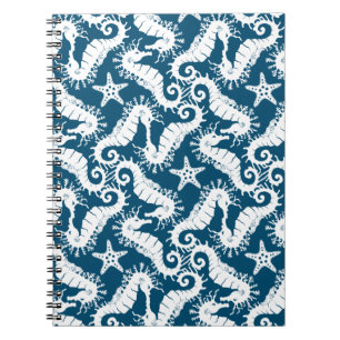Carnet Seahorse et Starfish - Motif Vie marine bleue