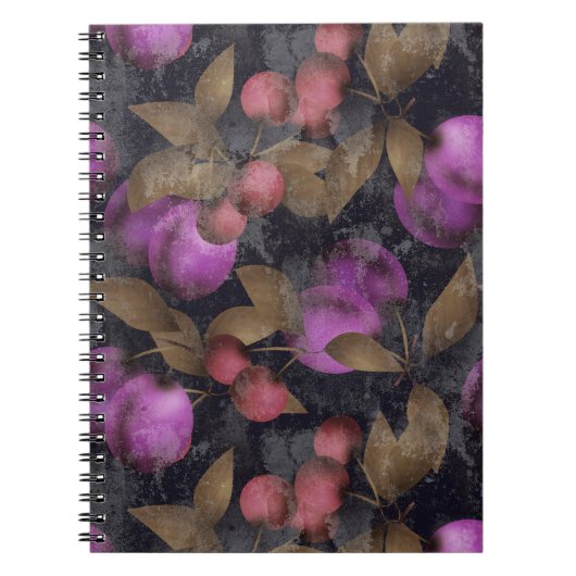 Carnet Seamless dark plum fruits purple berries cherry (Devant)