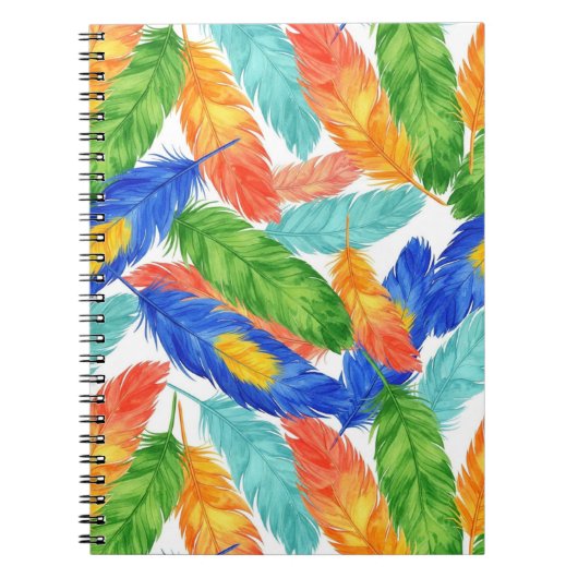 Carnet seamless pattern of watercolor feathers (Devant)