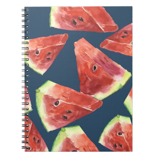 Carnet Seamless pattern. Slices of watercolor watermelon. (Devant)