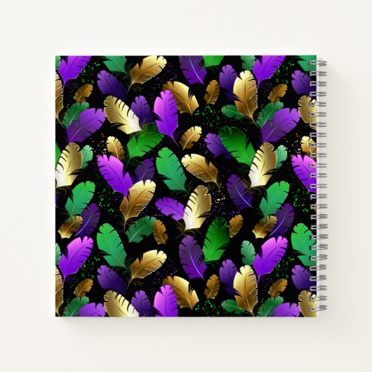 Carnet Seamless Pattern with Mardi Gras feathers (Dos)