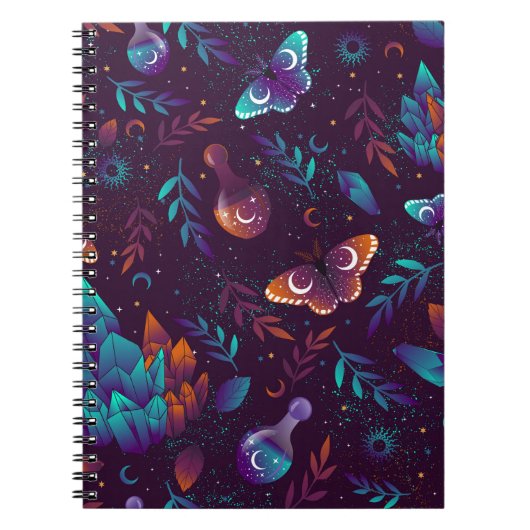 Carnet Seamless pattern with space butterfly, crystals, h (Devant)