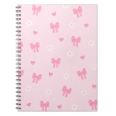 Carnet Seamless Pink Bow and Floral Pattern – Cute Girly  (Devant)