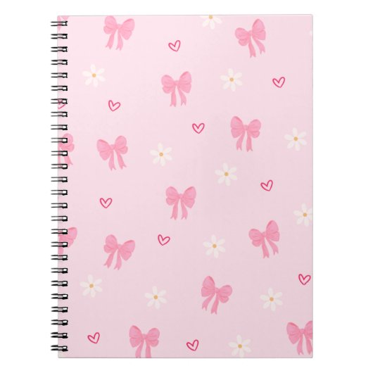 Carnet Seamless Pink Bow and Floral Pattern – Cute Girly  (Devant)
