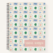 Carnet Seashell Pattern Personalize Coastal Boho (Devant)