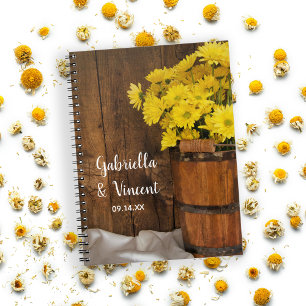 Carnet Seau en bois et Mariage campagnard de marguerites
