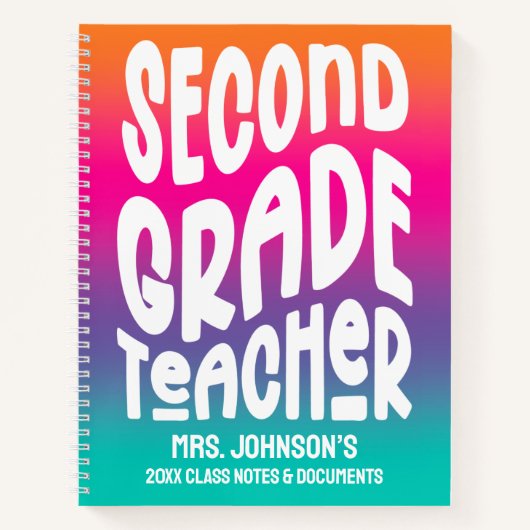 Carnet Second Grade Teacher Colorful Ombre (Devant)