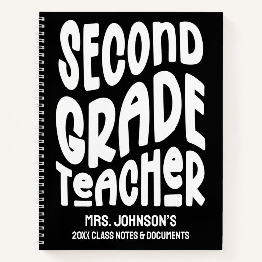 Carnet Second Grade Teacher White Typography (Devant)