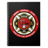 Carnet Secourt de pompier AJOUTER LE NOM Insigne du servi (Devant)