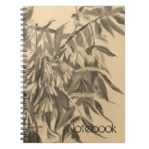 Carnet Sécpia monochrome feuillage brun art floral