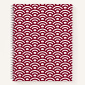 Carnet Seigaiha, Waves, Japanese, Burgundy and White (Devant)