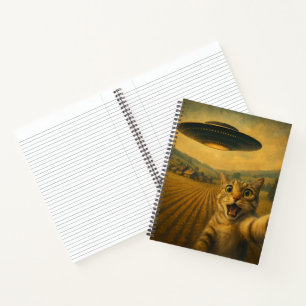 Carnet Selfie De Chat Avec Alien UFO Drôle Cadeaux De Cha