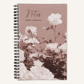 Carnet Sepia Roses Floral Garden Custom Spiral Notebook (Recto)