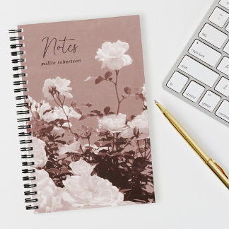 Carnet Sepia Roses Floral Garden Custom Spiral Notebook