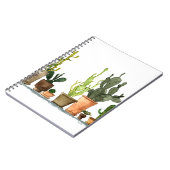 Carnet Sept cactus d'aquarelle vert dessinés à la main en (Côté gauche)