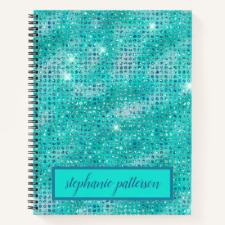 Carnet Séquins chatoyants bleu clair de luxe Nom personna