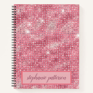 Carnet Séquins Chatoyants Rose Luxe Nom Personnalisé