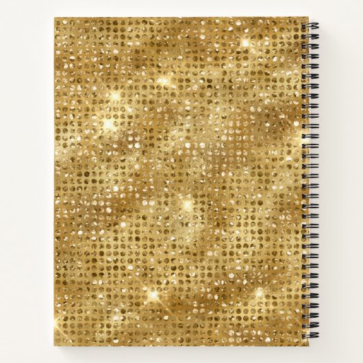 Carnet Séquins de luxe brillant or Nom personnalisé (Dos)