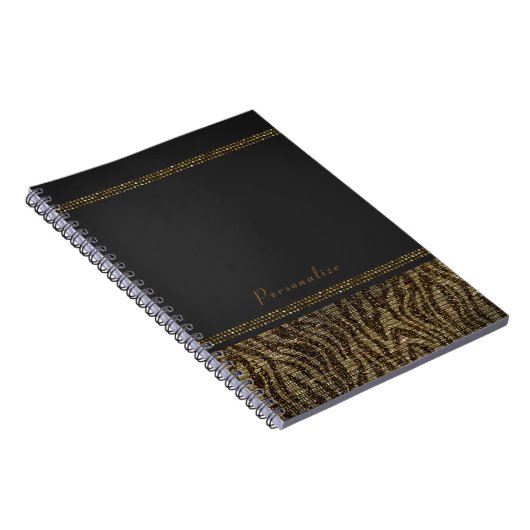 Carnet Séquins de Zebra Glam Chic Moderne Bling (Côté Droit)