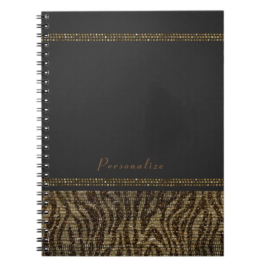 Carnet Séquins de Zebra Glam Chic Moderne Bling (Devant)